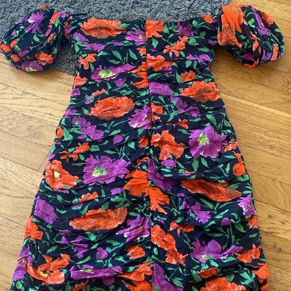 Zara Bloggers Favorite Floral Print Off The Shoulder Puff Sleeve Mini Dress S - Picture 9 of 16